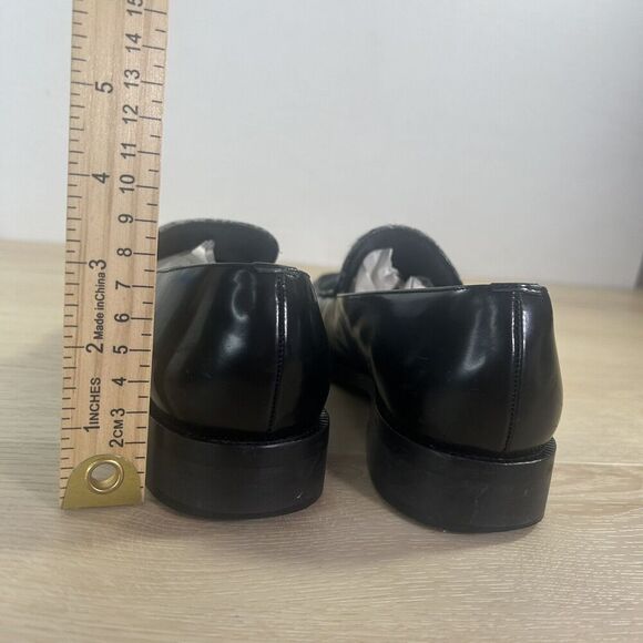 Ann Taylor Black Leather Cowhide Slip On Shoes Wms 7M Block Heel Classic Loafers - Picture 8 of 16